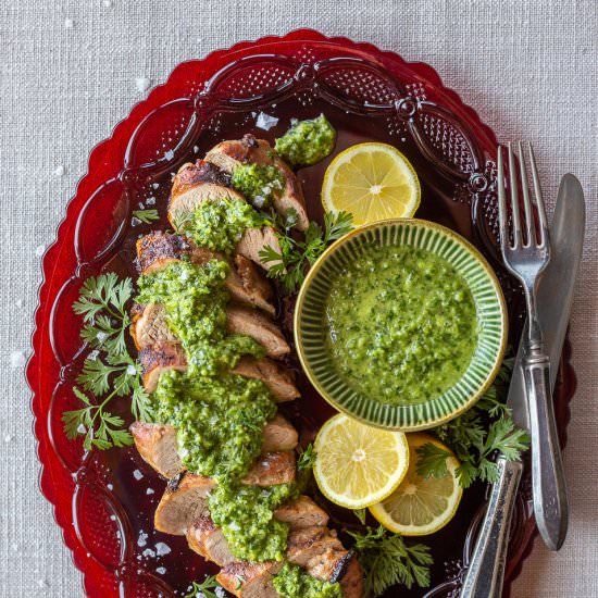 Pork Tenderloin with Zhoug Sauce - Recipe photo by primalwellnesscoach