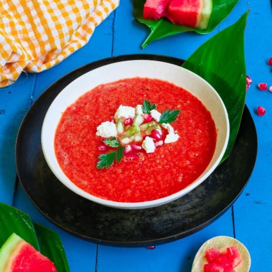 Spicy Watermelon Gazpacho - Recipe photo by thepeppercook