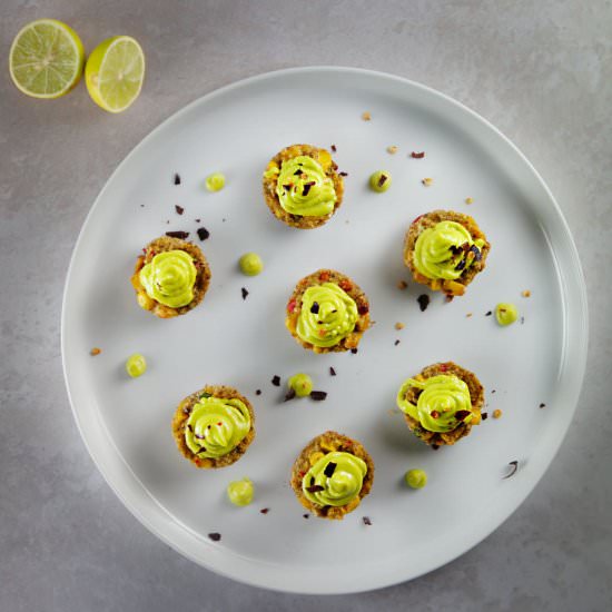 Baked Corn Cakes & Avocado Crema - Recipe photo by plantfoodfederation