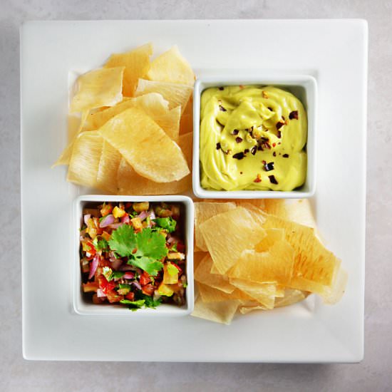 Baked Yam Crisps and Dip - Recipe photo by plantfoodfederation