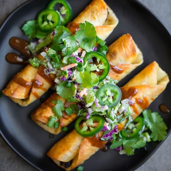 BBQ Black Bean Taquitos - Recipe photo by peasandcrayons
