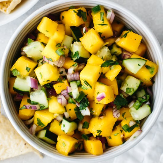 Fresh Mango Salsa - Recipe photo by Downshiftology