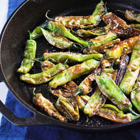 Skillet Blistered Shishito Peppers - Recipe photo by AmeesSavoryDish