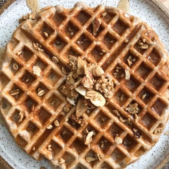 Peanut Butter Protein Waffles - Recipe photo by fridaynightpizza