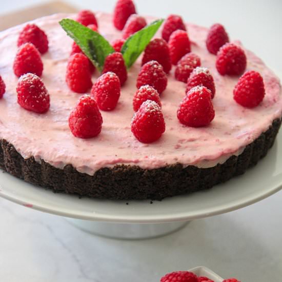 No Bake Raspberry Tart - Recipe photo by cookedbyjulie