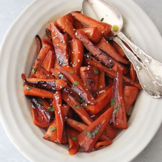 Roasted Maple-Glazed Carrots - Recipe photo by Inspired Edibles