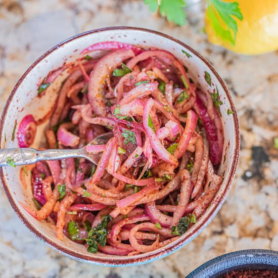 Marinated Sumac Onions - Recipe photo by HIldaskitchenblog