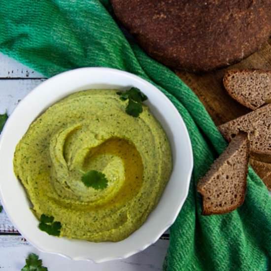 Cilantro Jalapeno Hummus - Recipe photo by theseasonaljunkie