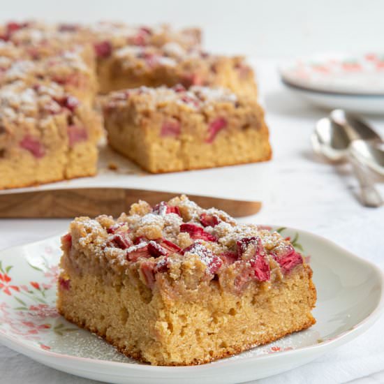 Rhubarb Crumb Cake - Recipe photo by bakesbybrownsugar