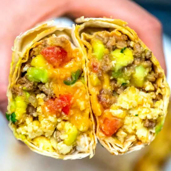 Mexican Taco Breakfast Burrito - Recipe photo by peasandpeonies