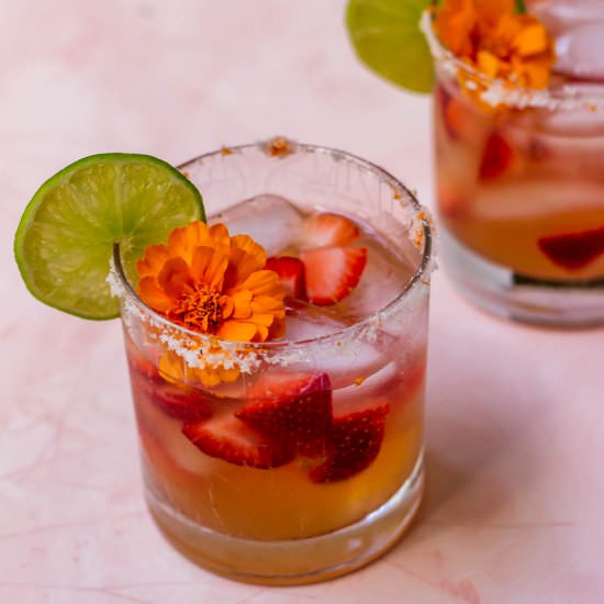 Strawberry Marigold Margaritas - Recipe photo by gatheredatmytable