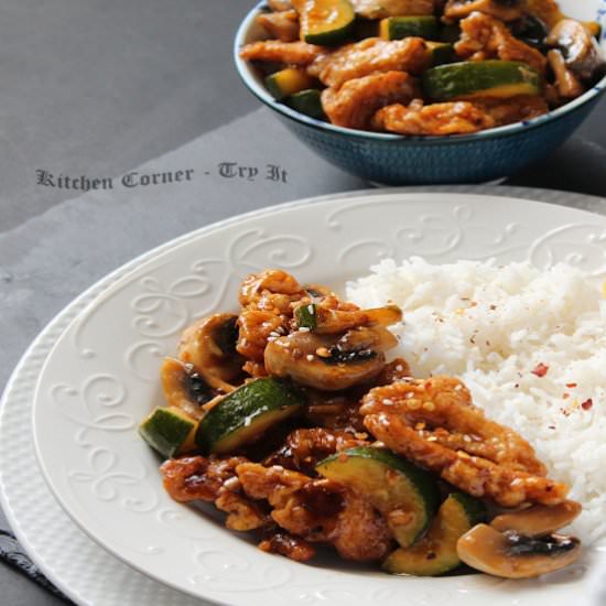 Zucchini and Mushroom Chicken - Recipe photo by Suja Manoj