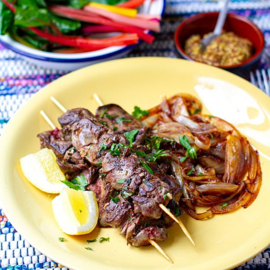 Marinated Chicken Liver Skewers - Recipe photo by IrenaMacri