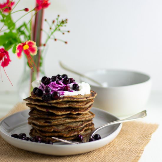Buckwheat Currant Pancakes GF - Recipe photo by a meal in mind