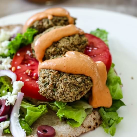 Loaded Lentil Falafel Pitas - Recipe photo by upbeetkitchen