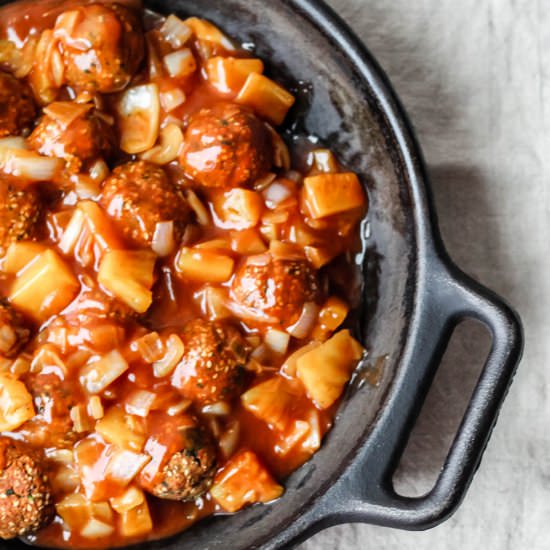 Sweet and Sour Tempeh Meatballs - Recipe photo by upbeetkitchen