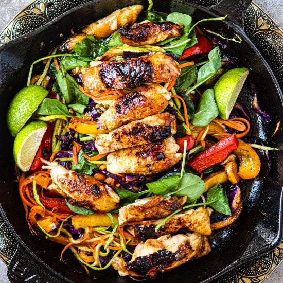 Thai Sticky Chicken Rainbow Bowl - Recipe photo by olivesintheoven