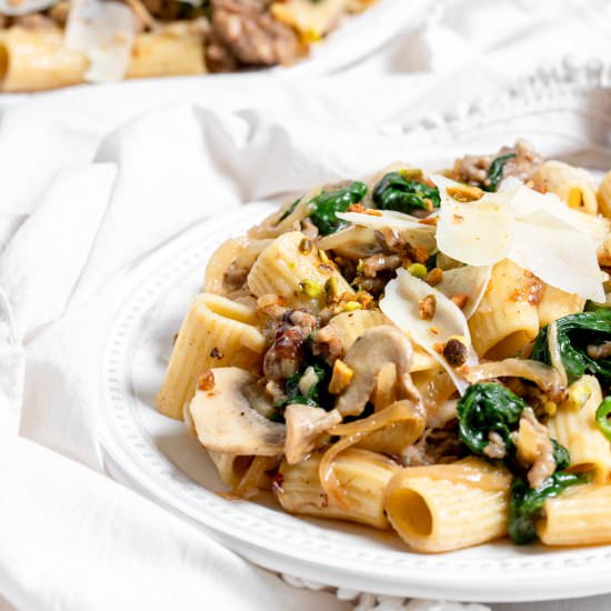 Sweet Sausage and Mushroom Rigatoni - Recipe photo by SprinklesandSeaSalt