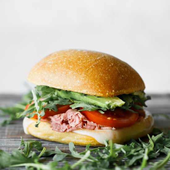 Roast Beef + Arugula Sandwich​ - Recipe photo by basilanddill