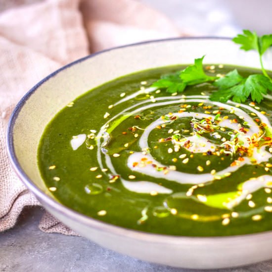 Nutrient-Rich Nettle Soup (vegan) - Recipe photo by vancouverwithlove