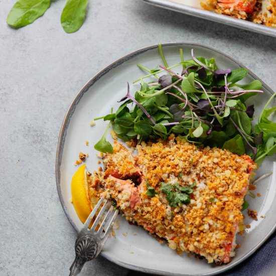 Crispy Onion Parmesan Salmon - Recipe photo by Garden in the kitchen