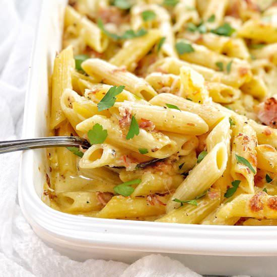 Carbonara Pasta Bake - Recipe photo by chef not required