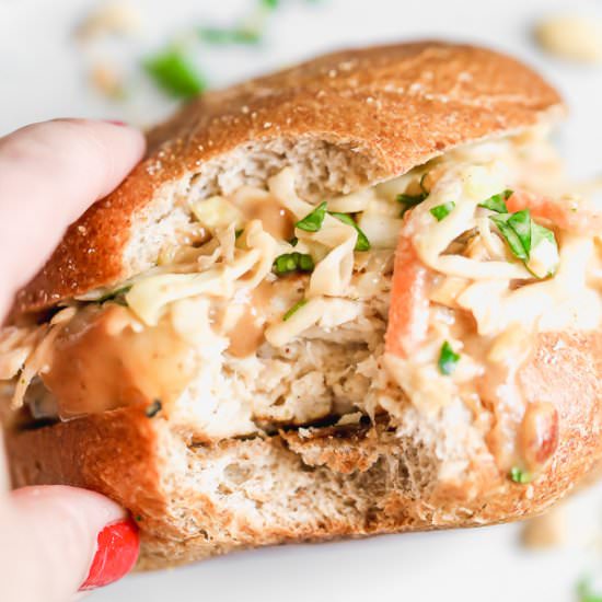 Chicken Peanut Burgers - Recipe photo by cookingforkeeps