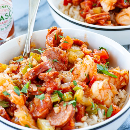 Jambalaya with sausage and shrimp - Recipe photo by Joes Healthy Meals