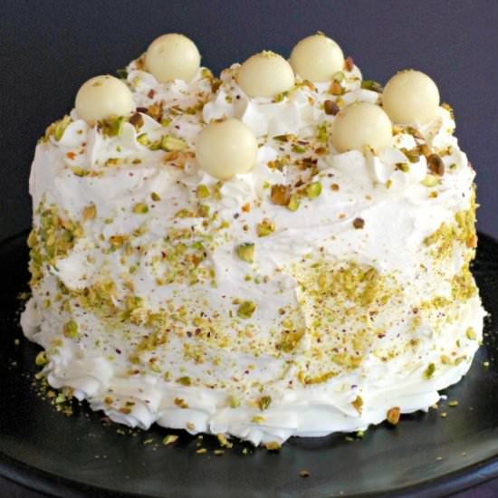 White Chocolate Pistachio Cake - Recipe photo by Food Meanderings