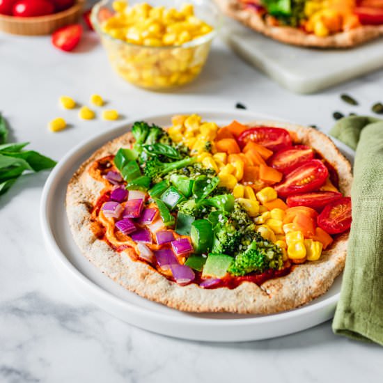 Kid Friendly Vegan Rainbow Pizza - Recipe photo by Murielle Banackissa