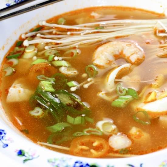 Korean Soft Tofu Broth With Shrimp - Recipe photo by explorecookeat