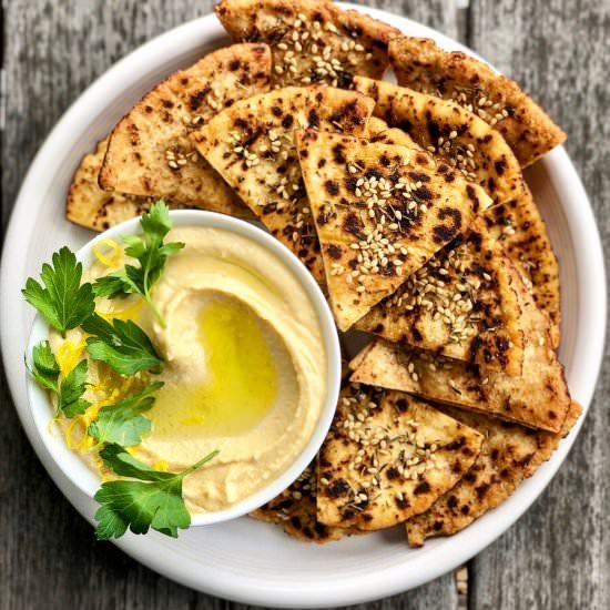 lemony red lentil hummus - Recipe photo by Jackie Newgent