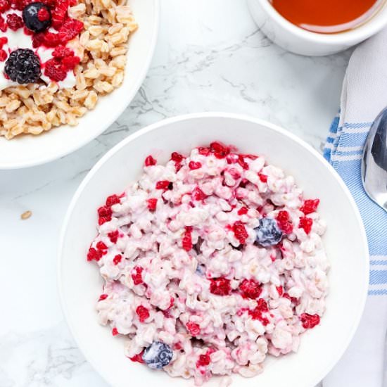 Farro Breakfast Bowl Meal Prep - Recipe photo by The Traveling Dietitian