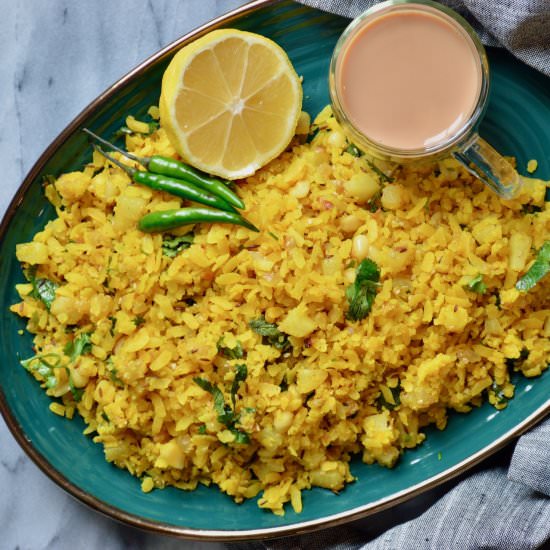Onion Potato Poha - Recipe photo by myvegetarianroots