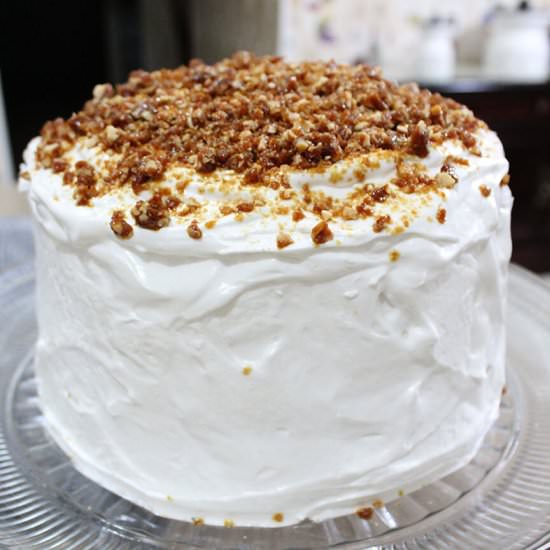 Almond praline vanilla cake - Recipe photo by hornoMX