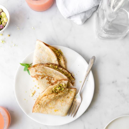 pistachio sugar sourdough crepes - Recipe photo by withspice