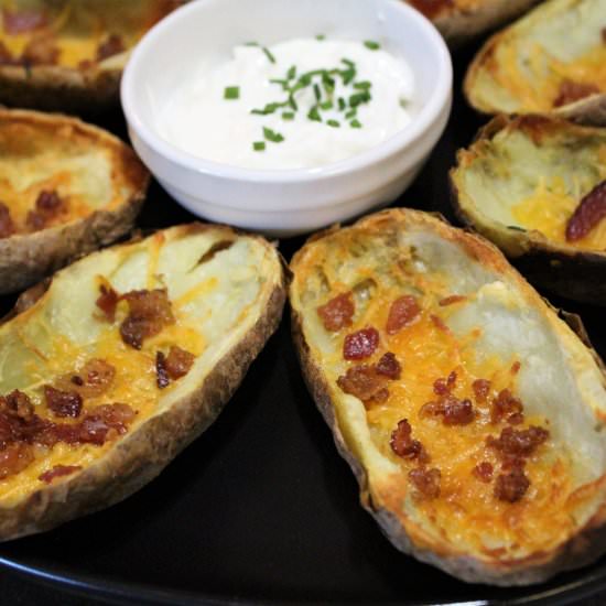 Loaded Air Fryer Potato Skins - Recipe photo by savorysaver