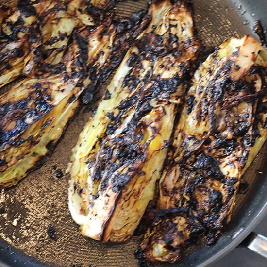 Charred cabbage with miso and lime - Recipe photo by Food Gal