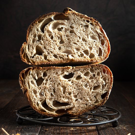 Open crumb basic sourdough bread - Recipe photo by denisav