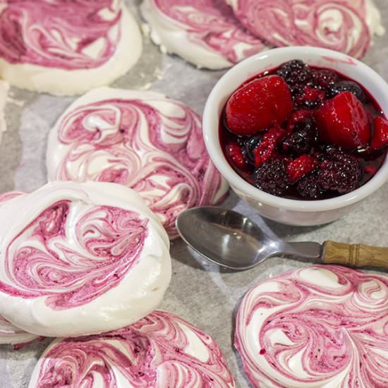 Blackberry Meringues with Berry Compote - Recipe photo by spicedblog