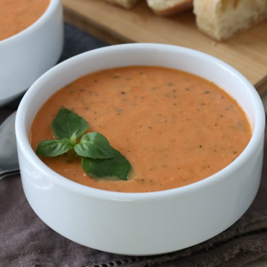 Oven-Roasted Creamy Tomato Soup - Recipe photo by Or Whatever You Do