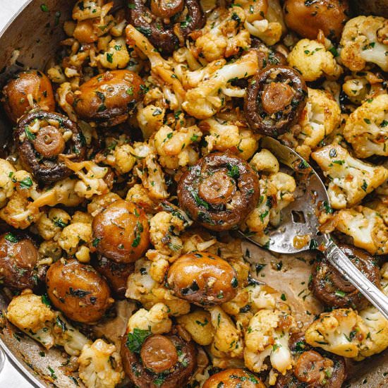 Garlic Mushroom Cauliflower Skillet - Recipe photo by Eatwell 101