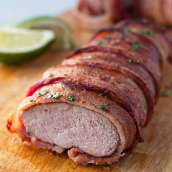 Bacon-Wrapped Pork Tenderloin - Recipe photo by alicensetogrill