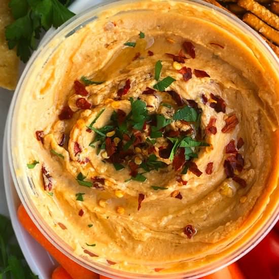 Roasted Red Pepper Hummus - Recipe photo by 1PotRecipes