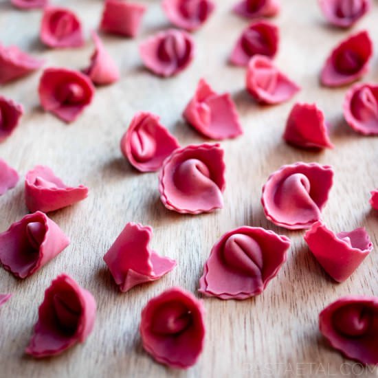 Red Dragonfruit Tortelli - Recipe photo by pastaetal