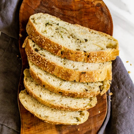 Spiced Scallion Semolina Bread - Recipe photo by gatheredatmytable