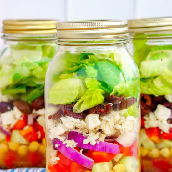 Greek Mason Jar Salads - Recipe photo by EasyBudgetRecipes
