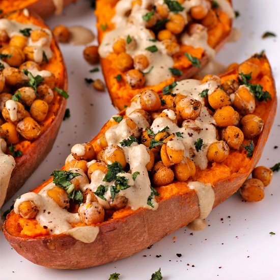 Loaded Baked Sweet Potatoes - Recipe photo by veganwithgusto