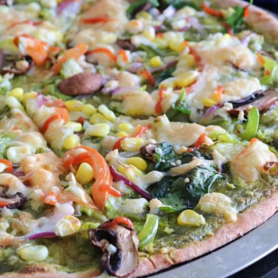 Cilantro Pesto Vegetable Pizza - Recipe photo by sandhiya