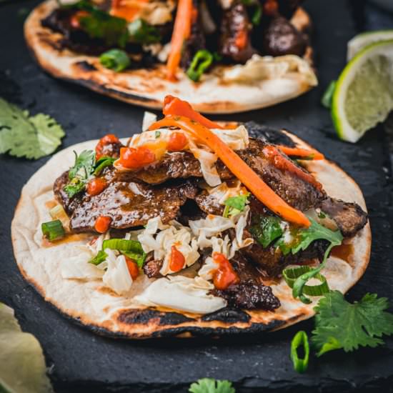 Korean Short Rib Tacos - Recipe photo by cookingwithwineblog